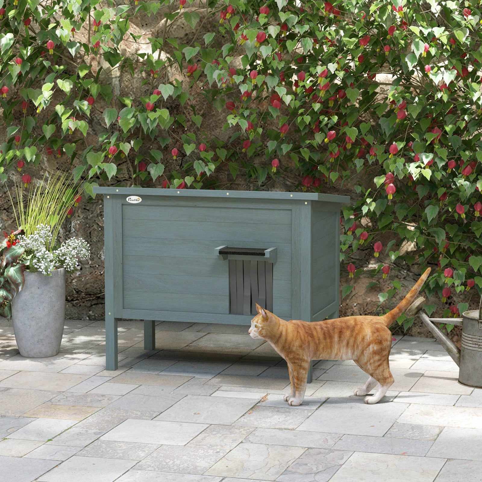 Outdoor Feral Cat House Insulated W/ Openable Roof | Charcoal Gray