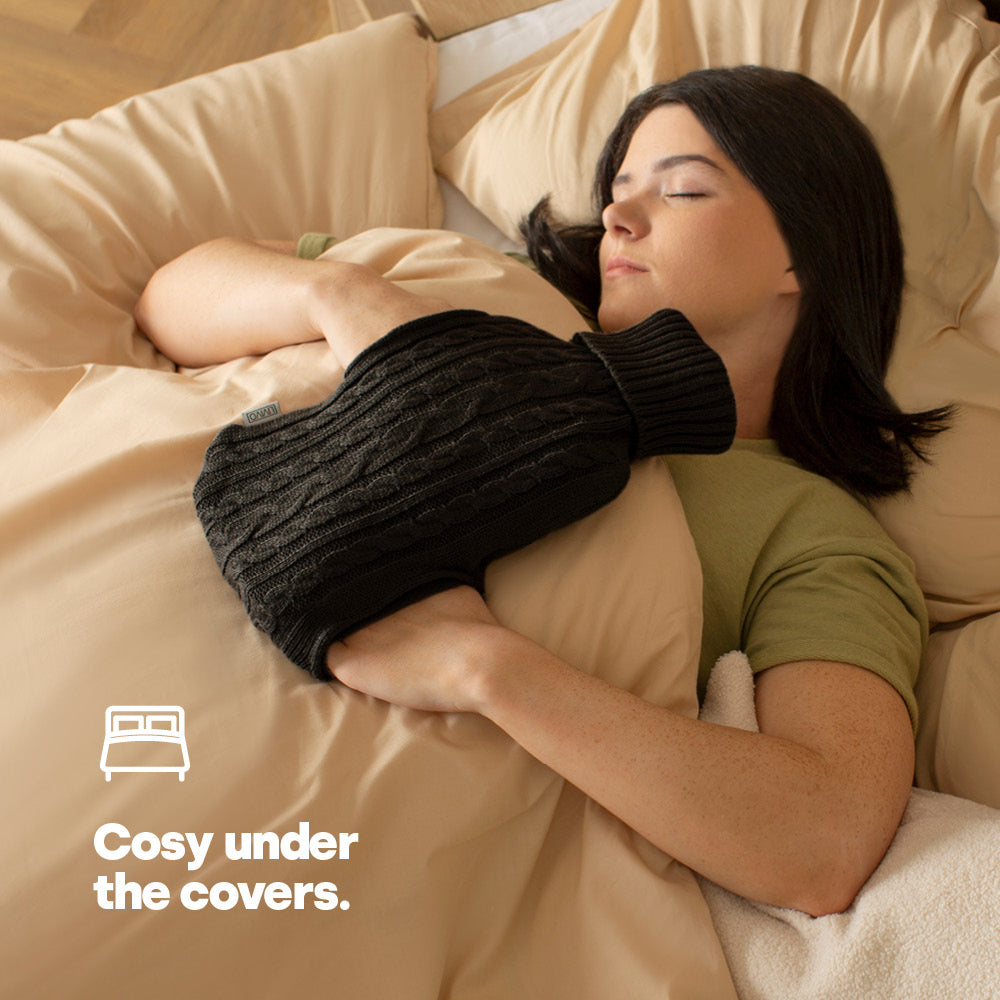 Handwarmer Hot Water Bottle - Black Knit