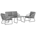 4 Piece Rattan Garden Furniture Set With Cushions | Gray