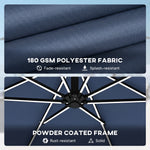 3 M Garden Cantilever Parasol With Solar Light, Rotation | Navy Blue