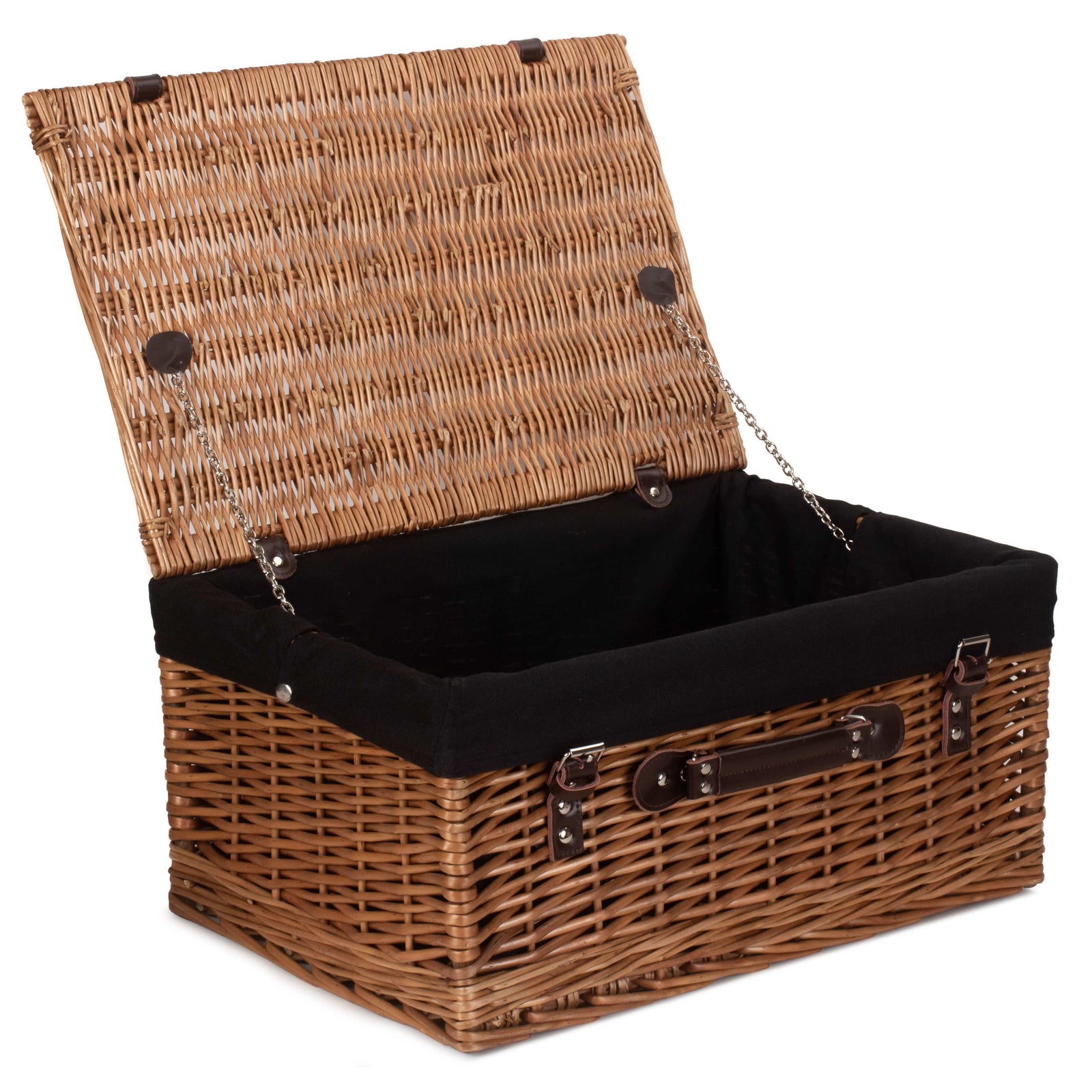 Wicker Double Steamed 51cm Picnic Basket | Black