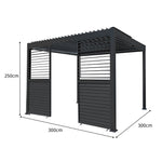 Aluminium Pergola With Anthracite Blinds, 2 X Side Panels & Led Lights | 3m x 3m | Anthracite