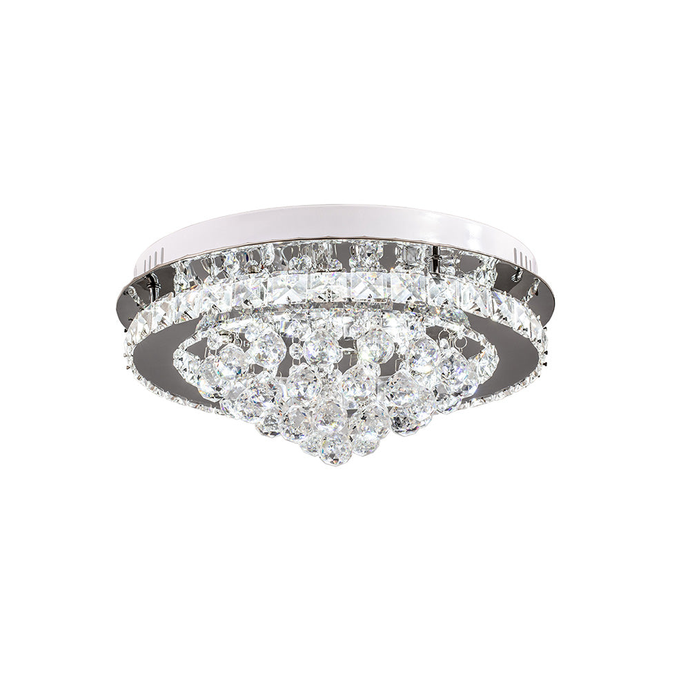 Crystal Round Led Semi Flush Mount Ceiling Light Dimmable | Warm
