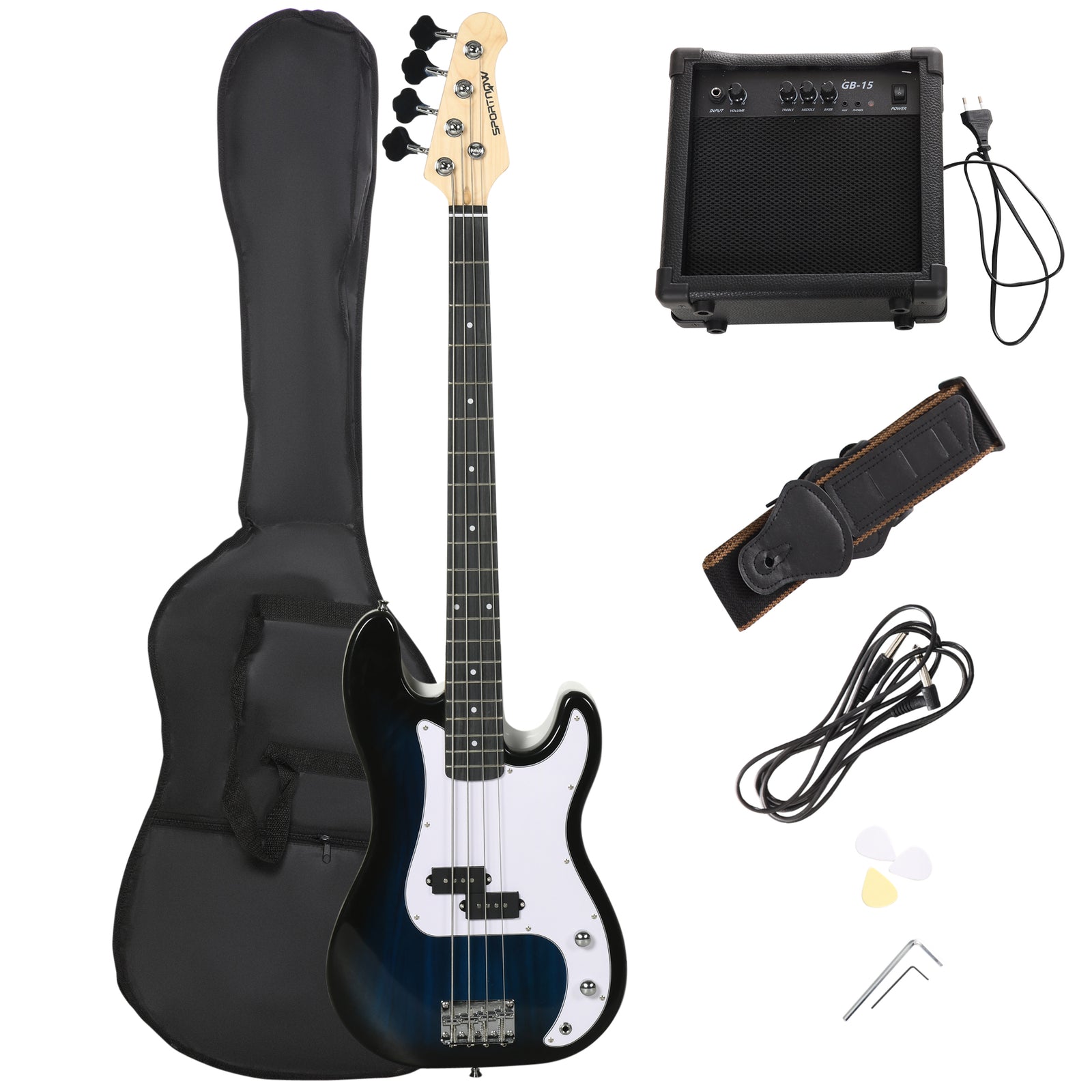 SPORTNOW 4 String Full Size Electric Bass Guitar For Beginner