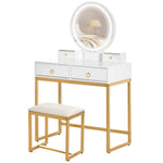 HOMCOM Dressing Table Set Vanity Desk With Led Mirror & Stool