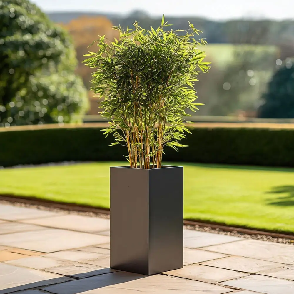 Zinc Galvanised Tall Square Planter | 25cm x 25cm x 50cm