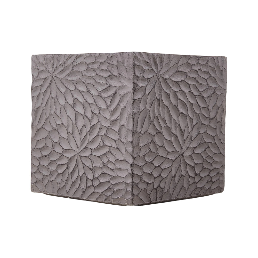 Patterned Cement Flower Pot With Drainage Modern Textured Concrete Planter | Small | Charcoal Grey
