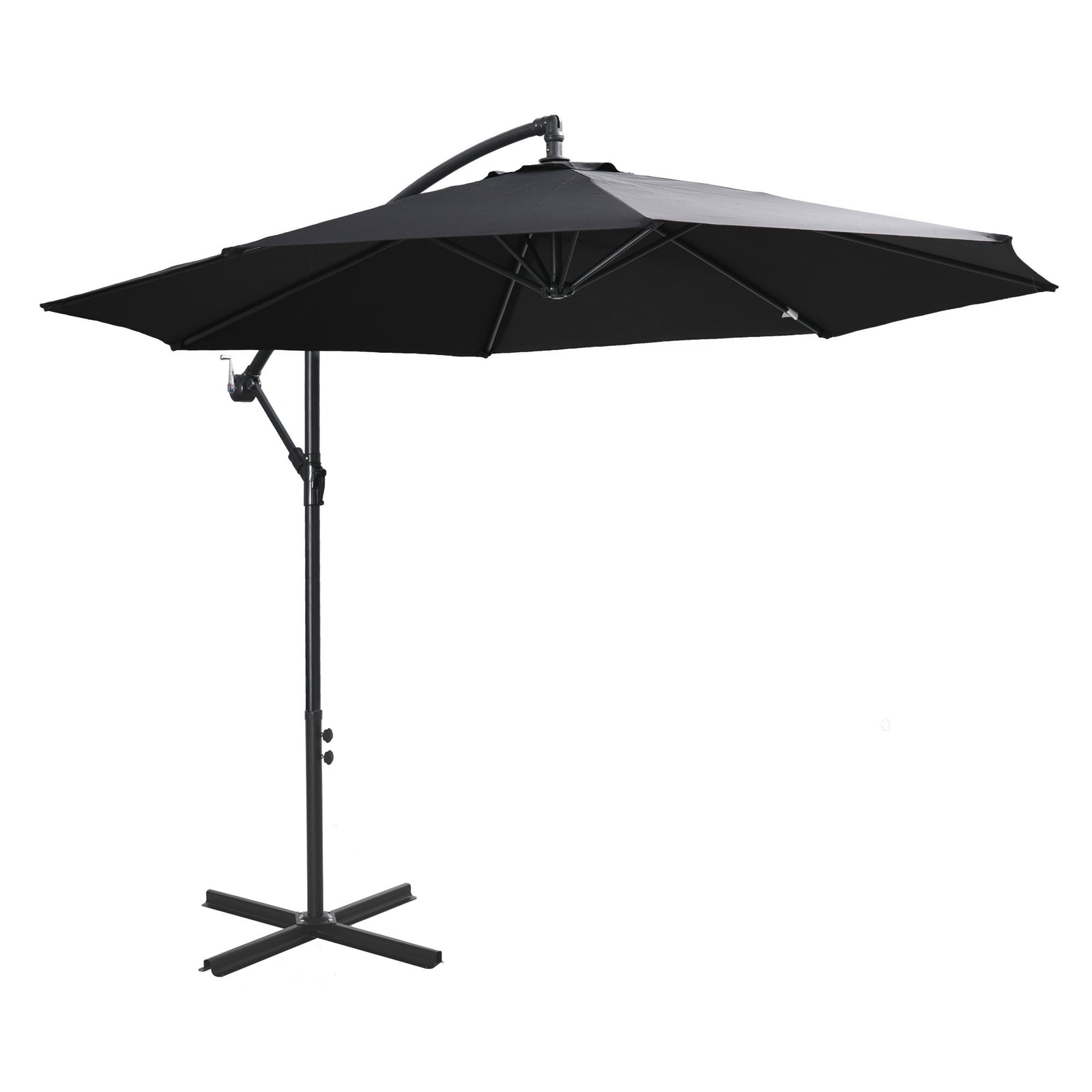 3m Garden Parasol W/ Crank & Base | Black