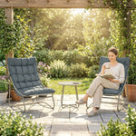 Garden Bistro Set, Bistro Table And Chairs W/ Cushions | Dark Grey