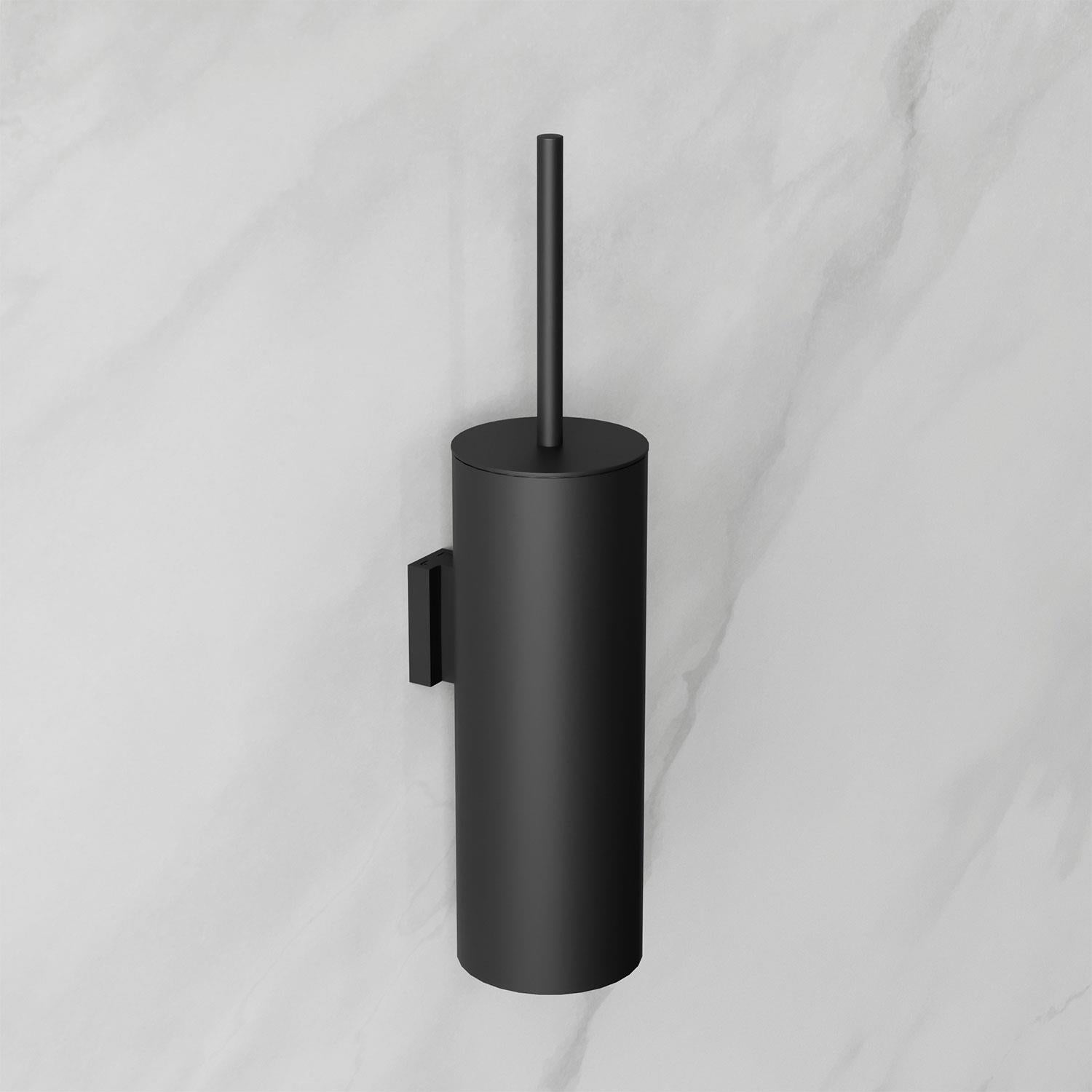 Toilet Brush, Black Matt, Wall-mounted. Collection Kubic