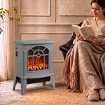 Electric Fireplace, Freestanding Log Burner, Led Flame Effect | Grey