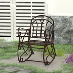 1 Seater Vintage Metal Rocking Chair, Bronze