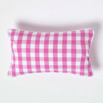 Block Check Cotton Gingham Cushion Cover | 30cm x 50cm | Pink