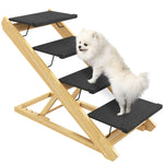 Dog Steps Dog Ramp, 3-step Adjustable Height Pet Stairs For Medium/large Dogs | Brown