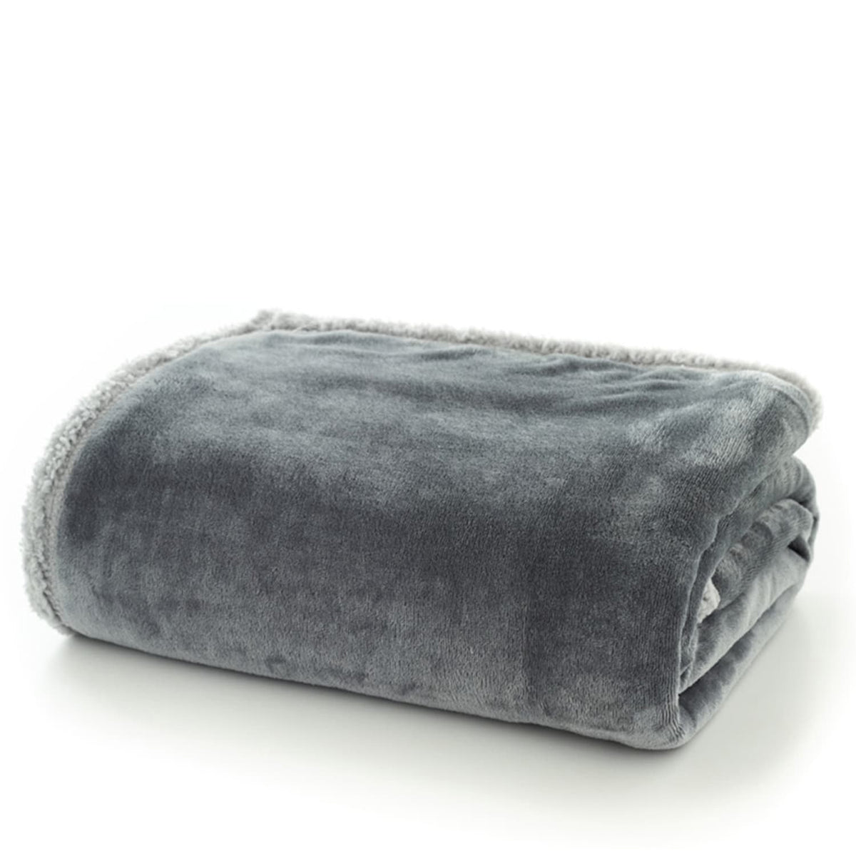 Hazelwood Sherpa Fleece Throw - 150cm x 200cm | 150cm x 200cm | Silver