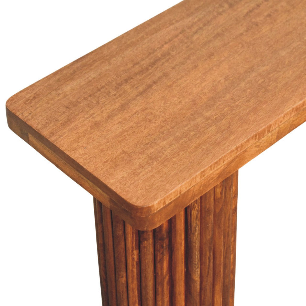 Astoria Fluted Bench, 2 cylindrical fluted bases, Warm Brown