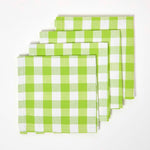 Block Check Cotton Gingham Napkins, Set Of 4 | 45cm x 45cm | Green