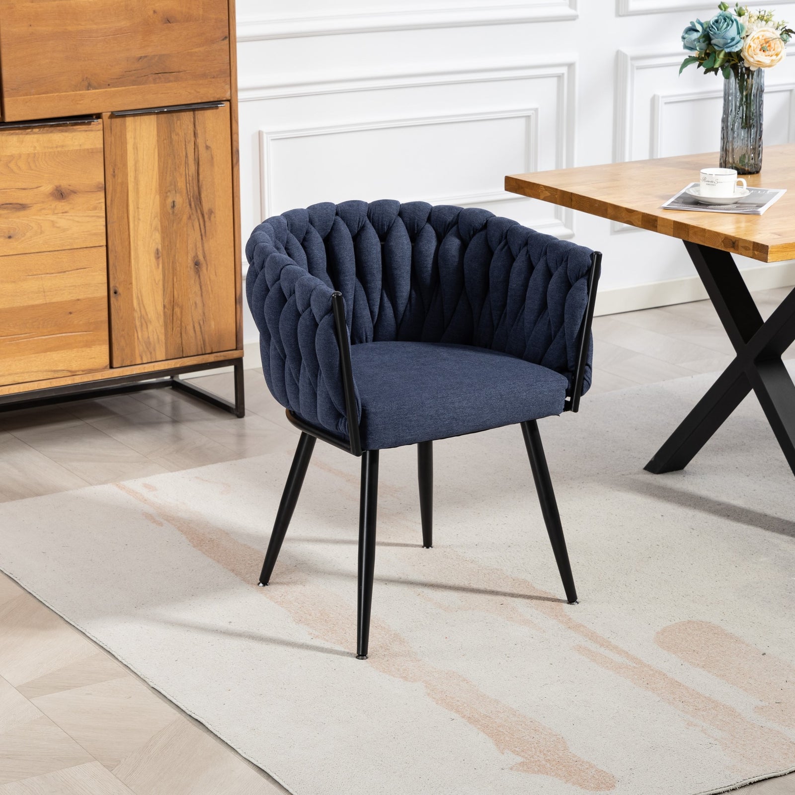 Aneta Fabric Accent Chairs - Set Of 2 | Denim