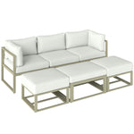 Outsunny 6 Pc Garden Daybed, Sectional Sofa Set With Coffee Table, Footstool
