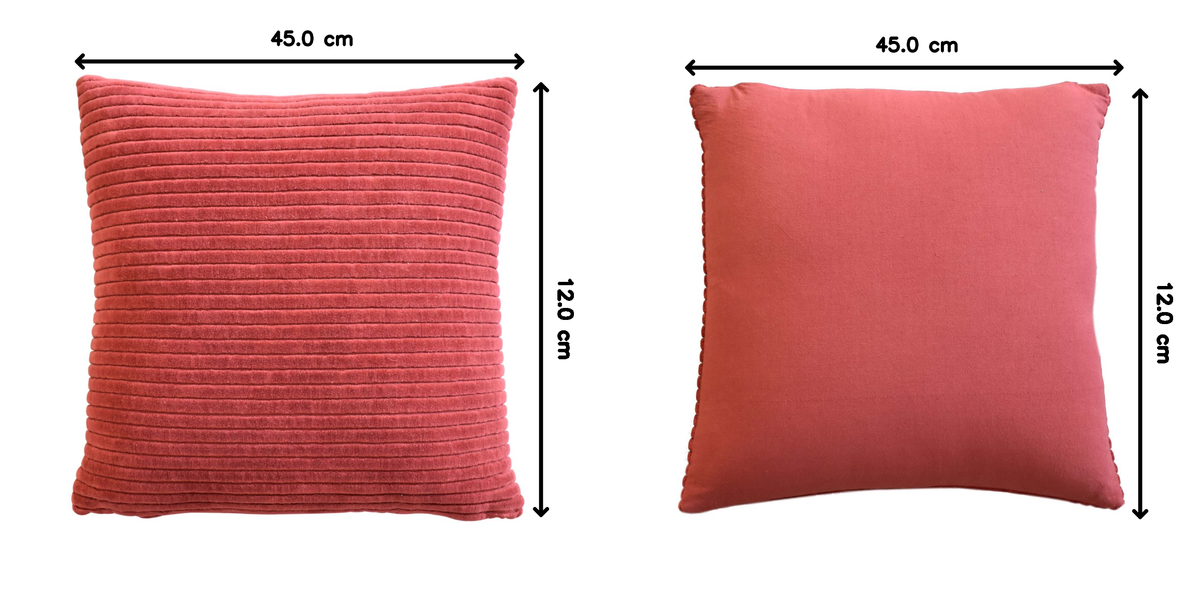 Ribbed Cushion Set, Velvet Fabric | Set of 2 | Red