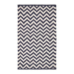 Casablanca Handwoven Zig Zag Pattern Dark Blue And White Cotton Rug | 150cm x 95cm | Dark Blue