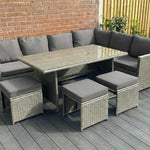 Stylish Knutsford 9 Seat Corner Rattan Dining Set For Outdoor Gatherings | One Size | Grey