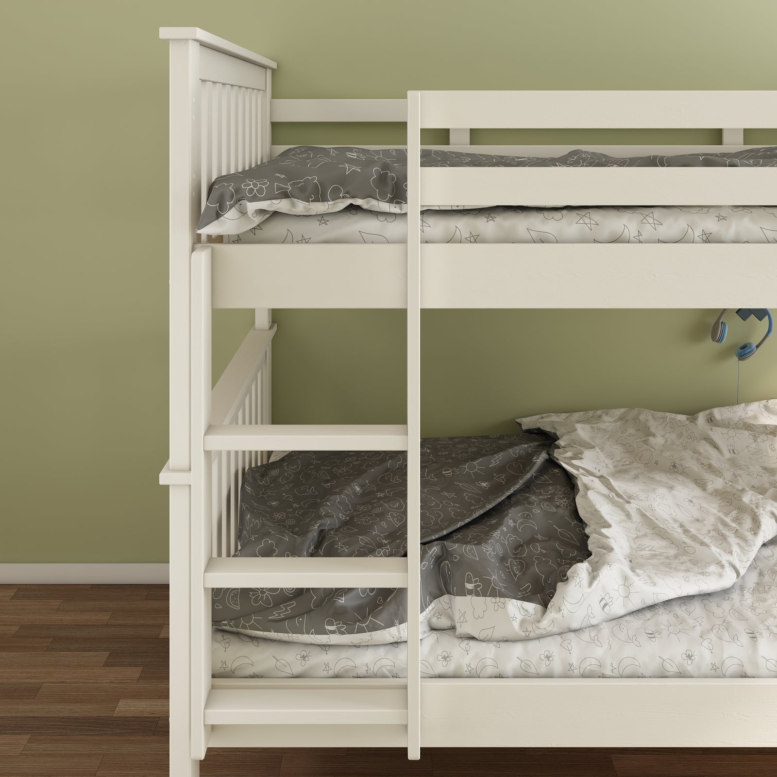 Oslo White Quadruple Sleeper Bunk Bed With Memory Foam Mattresses