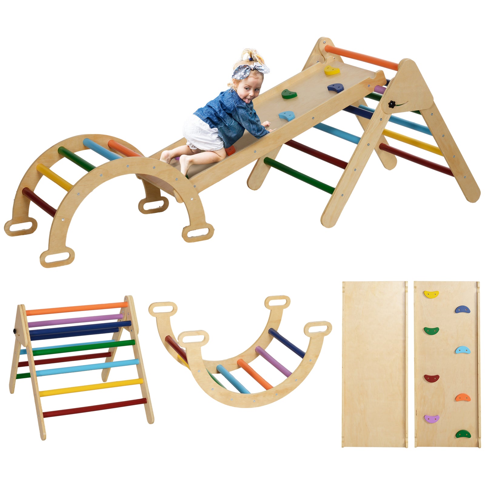 Aiyaplay 5 In 1 Toddler Climbing Frame With Ramp, Arch, For 18-48 Months