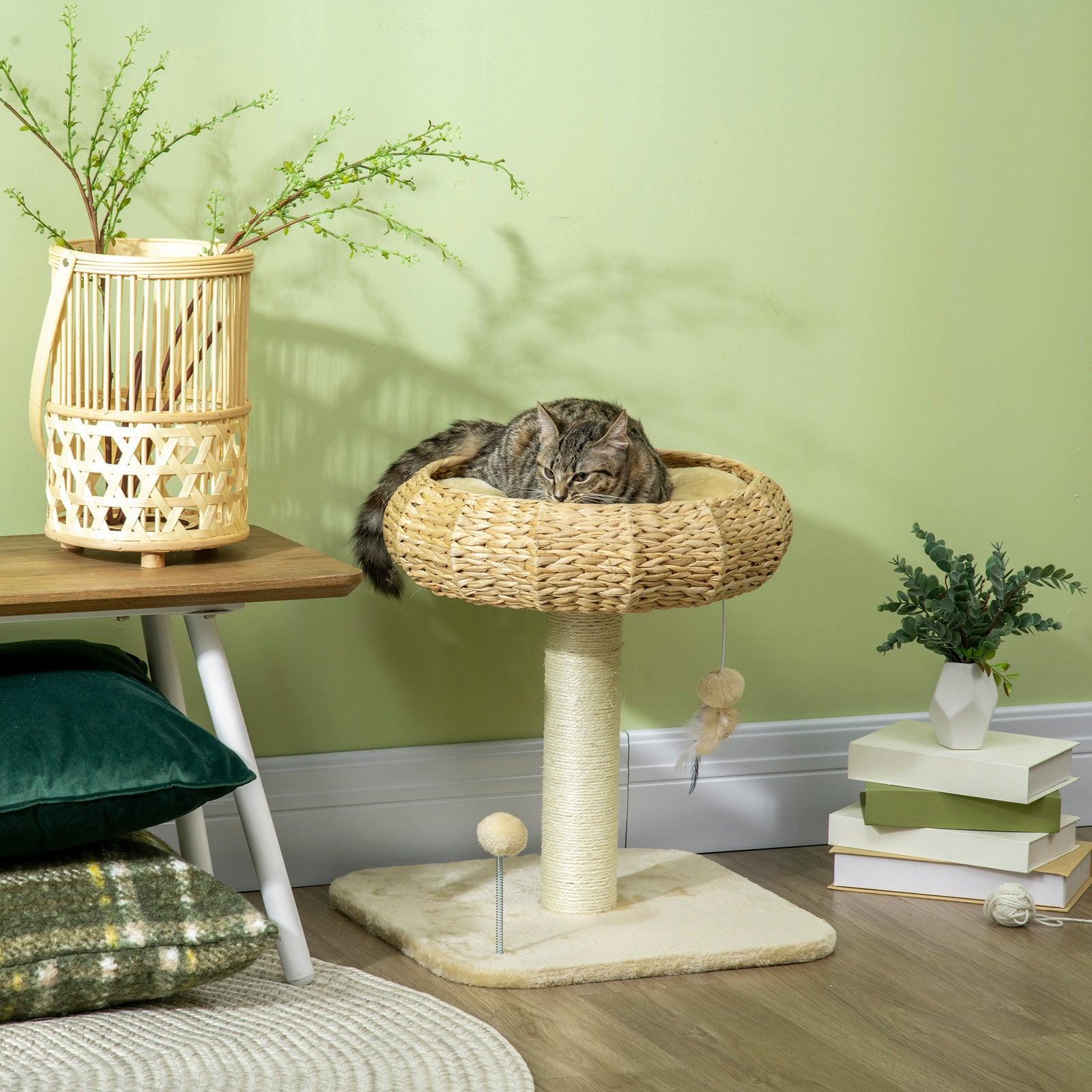 51cm Cat Activity Centre W/ Top Bed, Toy Ball, Sisal Scratching Post
