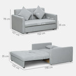 2 Seater Sofa Bed Convertible Bed Settee W/ 2 Cushions | Grey