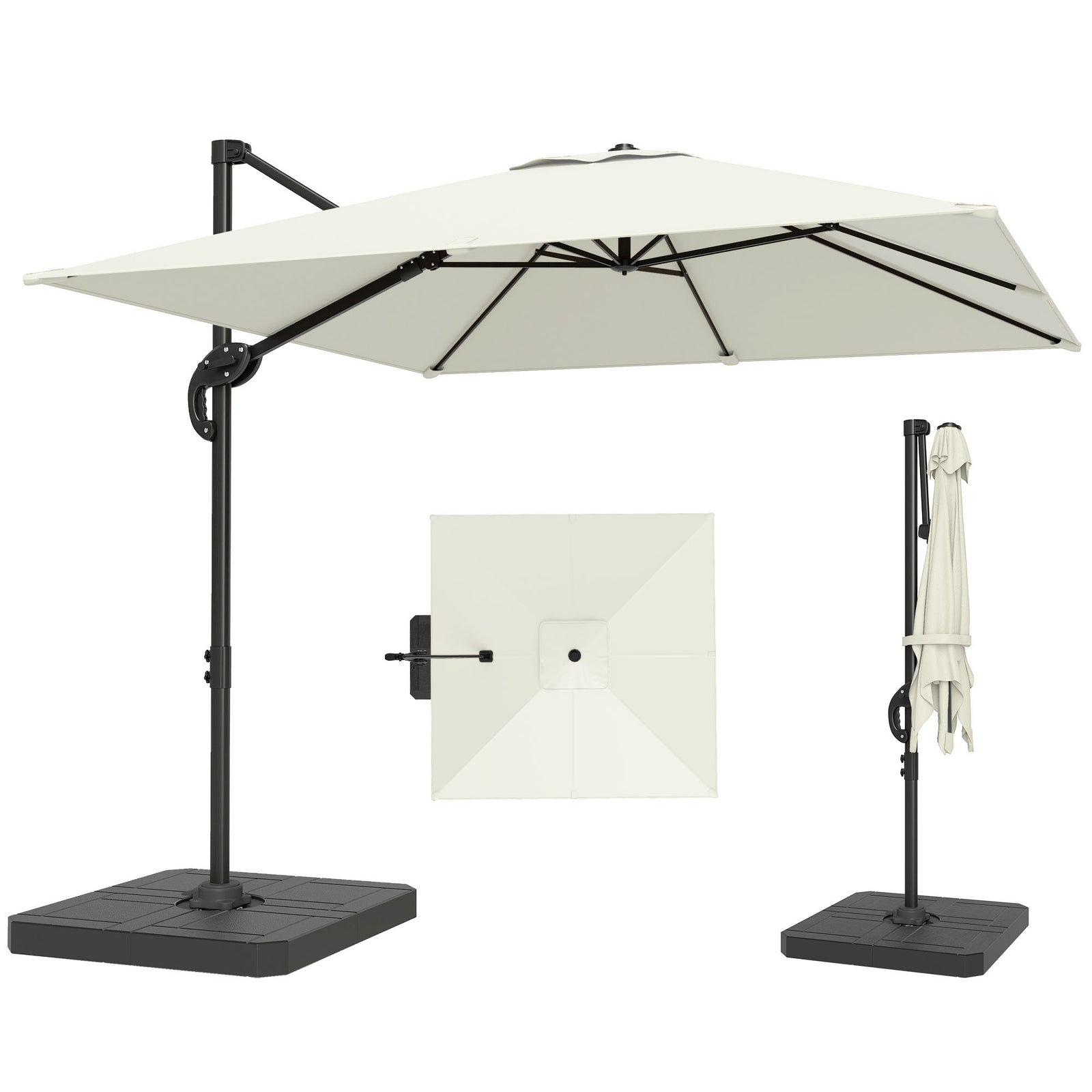 2.4 X 2.4 M Cantilever Parasol W/ Umbrella Weights | Cream