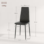 6-pieces Dining Chairs, Faux Leather Kitchen Chairs | Black