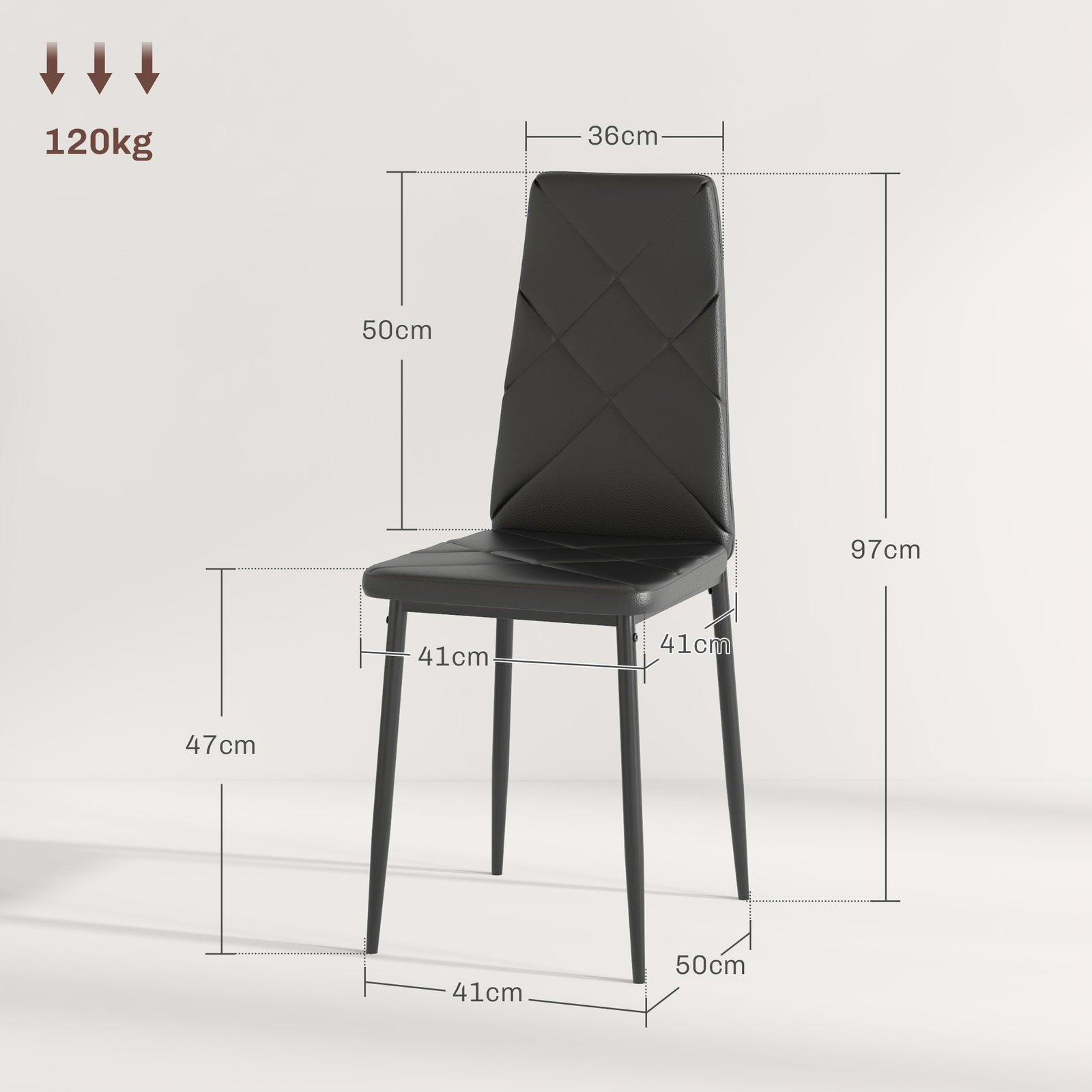 6-pieces Dining Chairs, Faux Leather Kitchen Chairs | Black