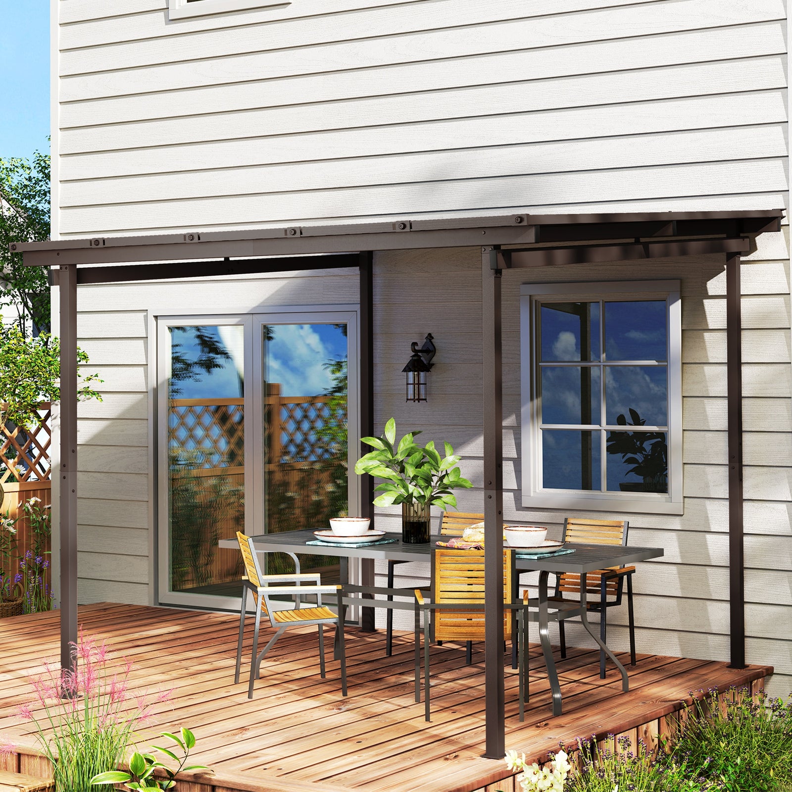 3 X 3(m) Waterproof Metal Pergola Easy To Assemble Lean To