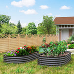 Set Of 2 Raised Beds For Garden W/ Metal Plant Stakes | Dark Gray