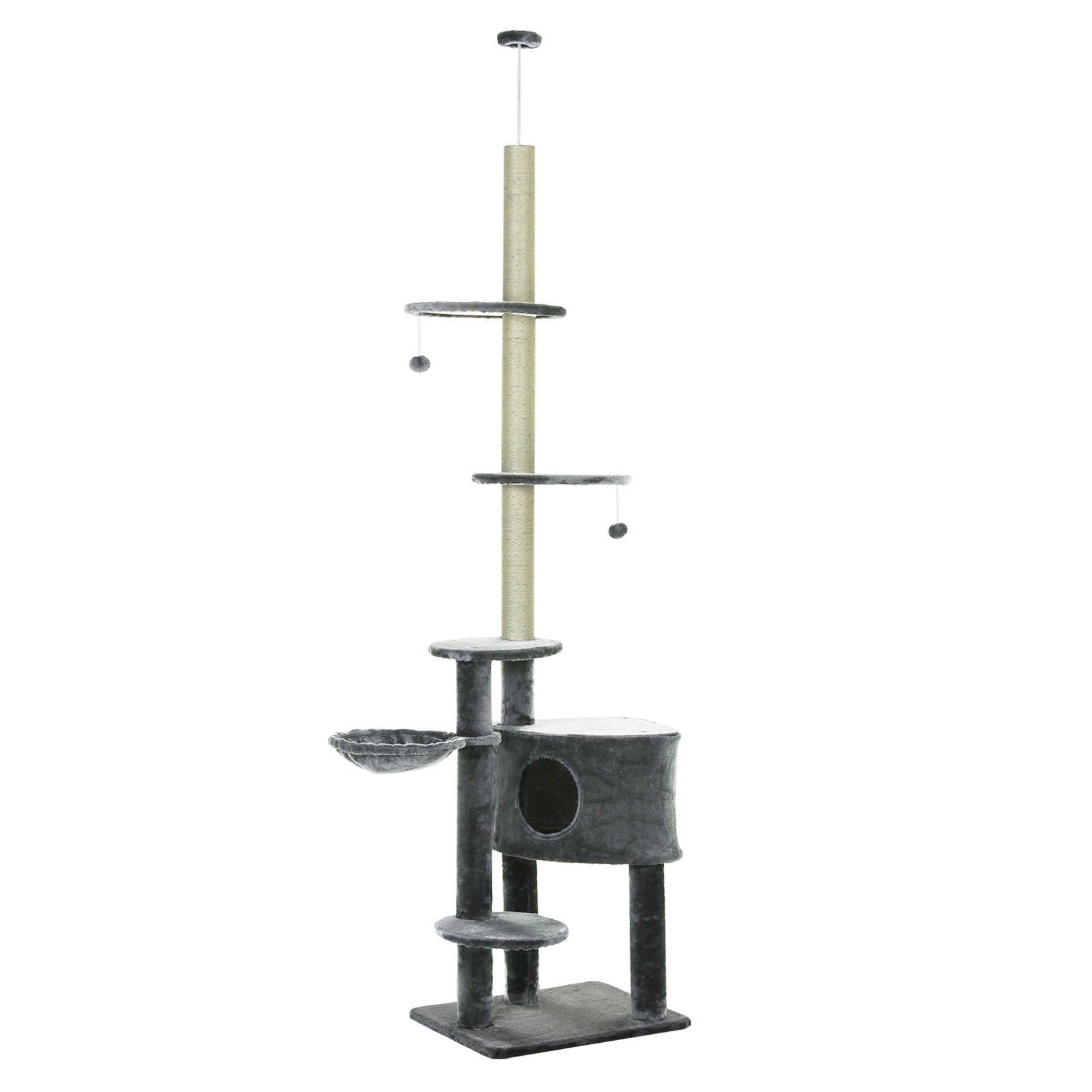 5-tier Grey Sisal Multi-level Cat Tree Tower With Scratching Posts