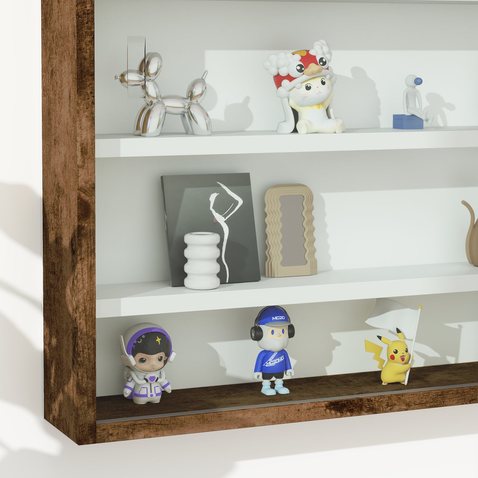 5-tier Wall Display Shelf Unit Cabinet W/ Shelves | Brown