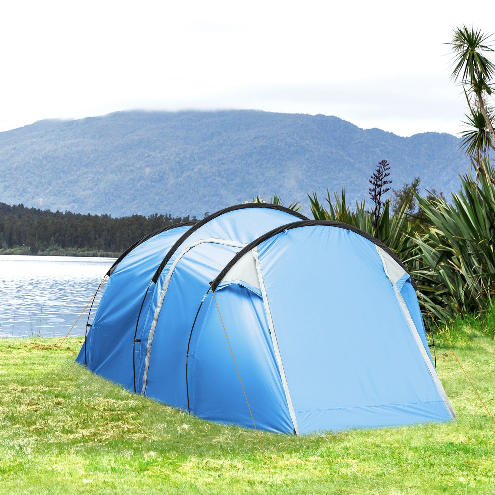 3 Man Camping Tent 2 Rooms Porch Vents Weather-resistant | Blue