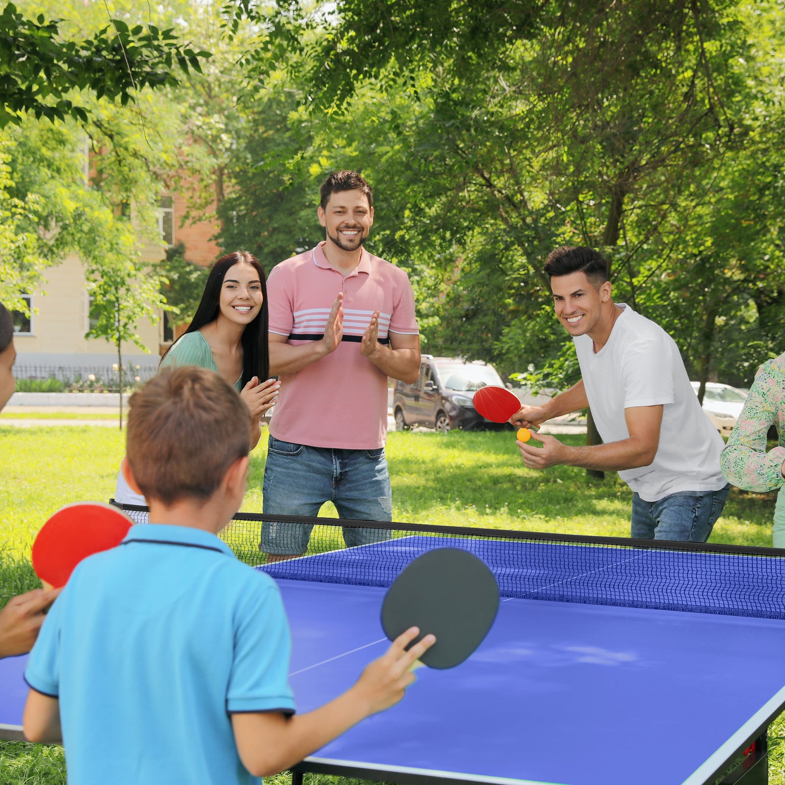 9ft Table Tennis Table With Cover | Blue