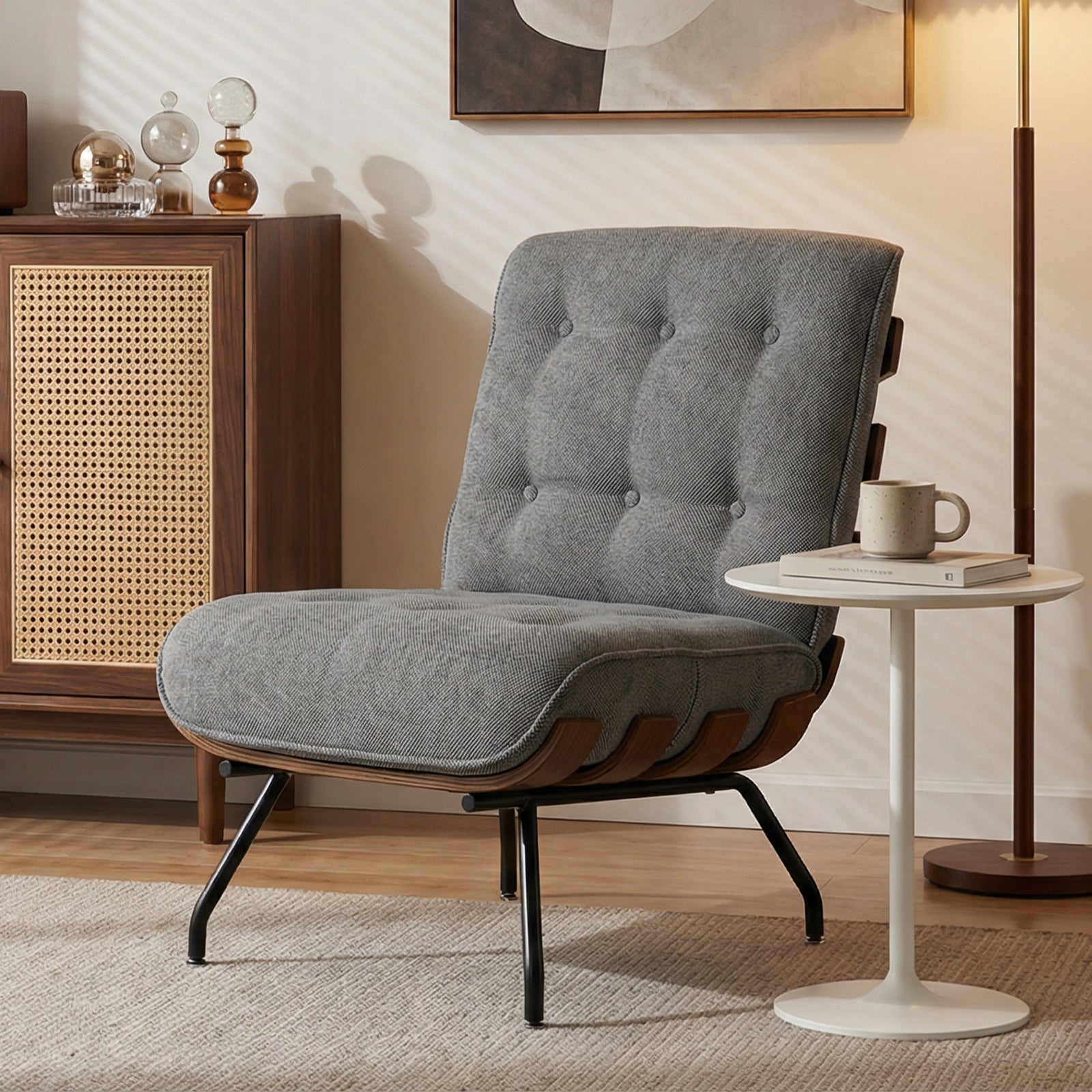 Accent Chair, Reading Chair With Spring Cushion | Dark Grey