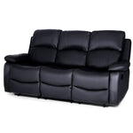 Manual Recliner Sofa 3 Seater Faux Leather | Black