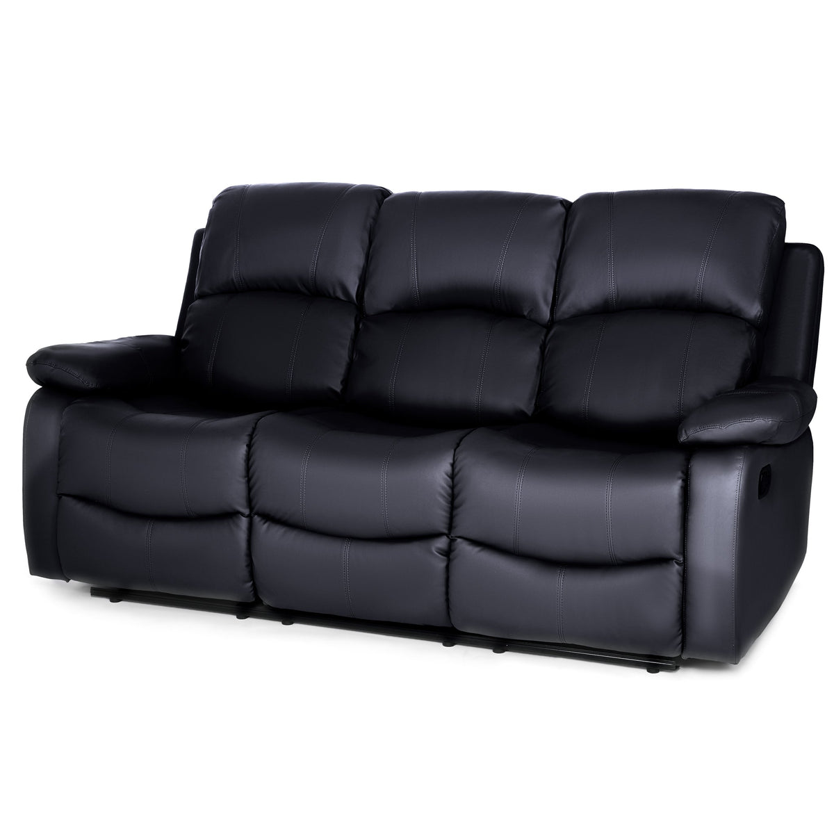 Manual Recliner Sofa 3 Seater Faux Leather | Black