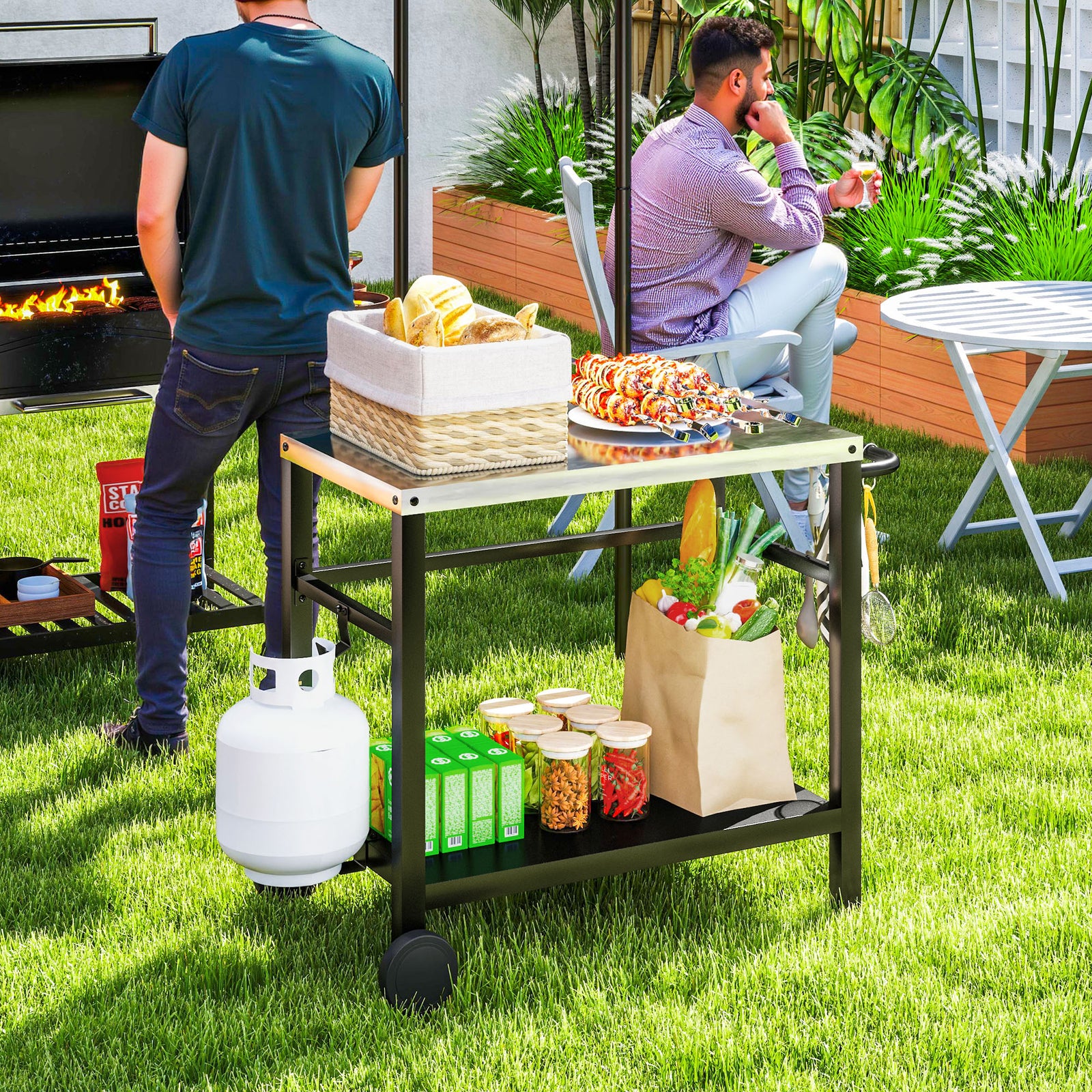Outdoor Bbq Table W/ Shelf, Outdoor Kitchen