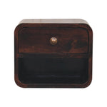 Solid Wood Mini Curved California Walnut Wall Mounted Bedside With Open Slot