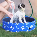 Pawhut Dog Swimming Pool Foldable Pet Bathing Shower Tub Padding Pool | Blue