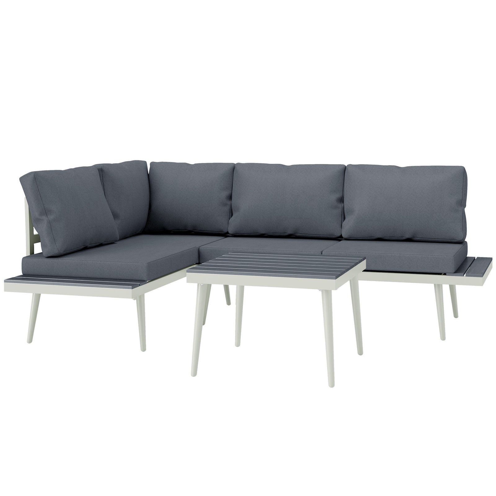 3 Piece Garden Furniture Set With 5-level Adjustable Lounger
