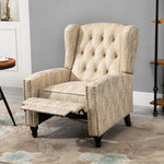 Marble Effect Reclining Armchair W/ Footrest | Beige