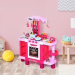 38-piece Children's Kitchen Play Set W/ Sounds Lights Food Pink