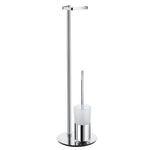 Chrome Toilet Roll Holder, Toilet Brush And Container | Frosted Glass | Polished Chrome