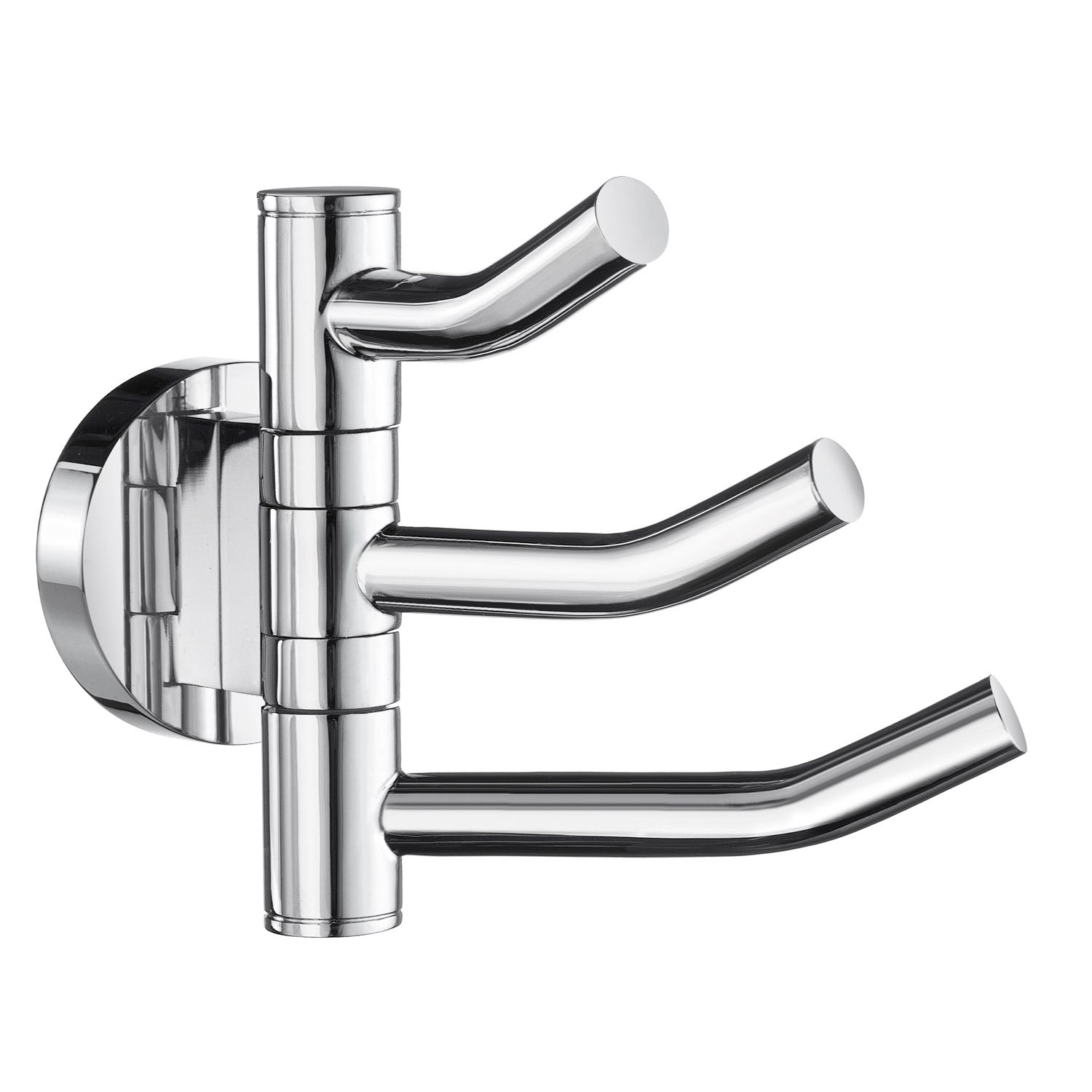Chrome Swivel Swing Arm Triple Towel Hook Wall Mounted | Polished Chrome